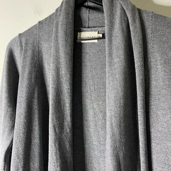 Dreamers Open Front Gray Long Sleeve Cozy Cardigan - Picture 3 of 5